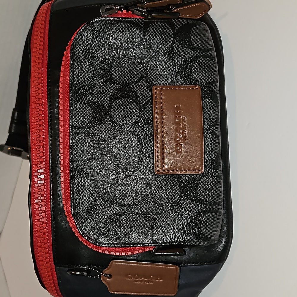 (EUC) ๐ฏ AUTHENTIC TRACK BELT COLORBLOCK COACH CANVAS - Picture 3 of 11